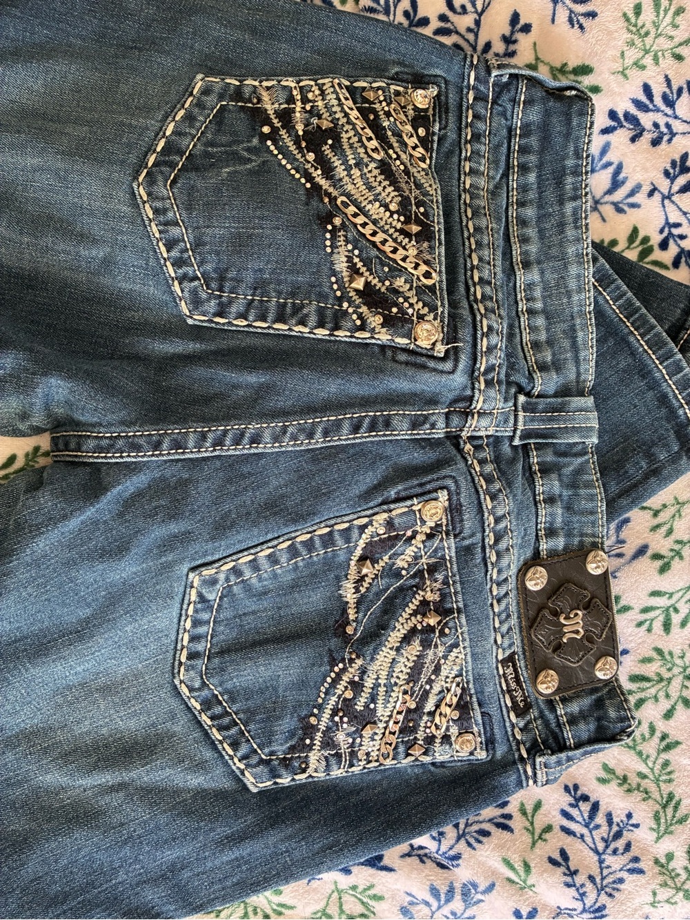 Miss Me Medium Blue Embellished Boot Cut Jeans